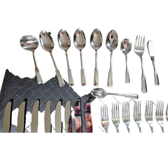 Rogers Stainless by Oneida Service for 8 Silverware Set with Serving Pieces - Picture 4 of 16